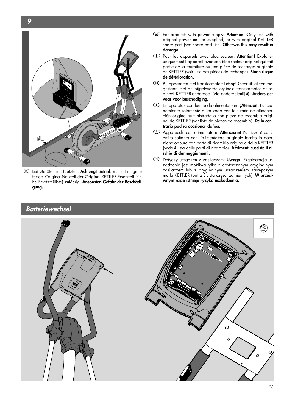 Batteriewechsel | Kettler 07863-000 User Manual | Page 13 / 20