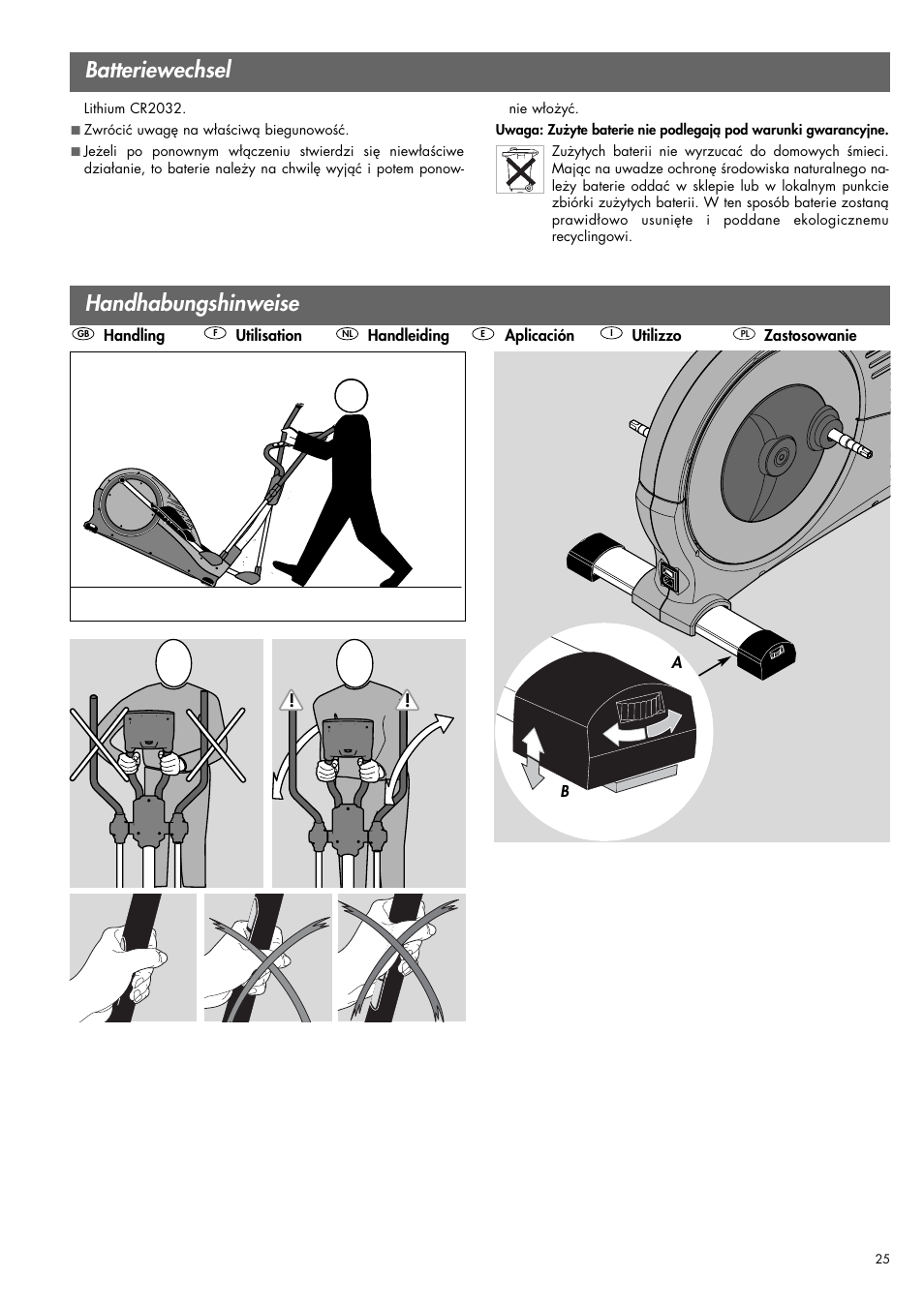 Handhabungshinweise, Batteriewechsel | Kettler 07863-000 User Manual | Page 15 / 20