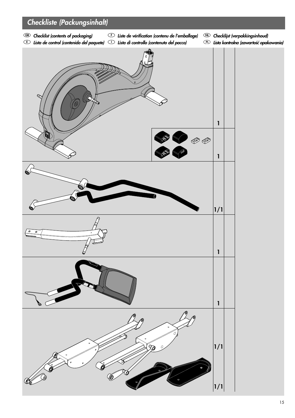 Checkliste (packungsinhalt) | Kettler 07863-000 User Manual | Page 5 / 20