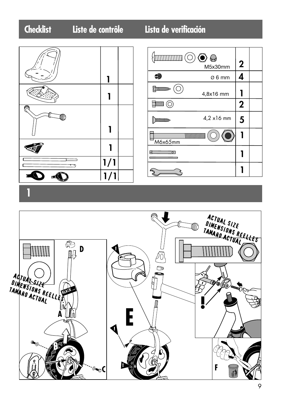 Checklist liste de contrôle lista de verificación | Kettler 08838-399 User Manual | Page 9 / 14
