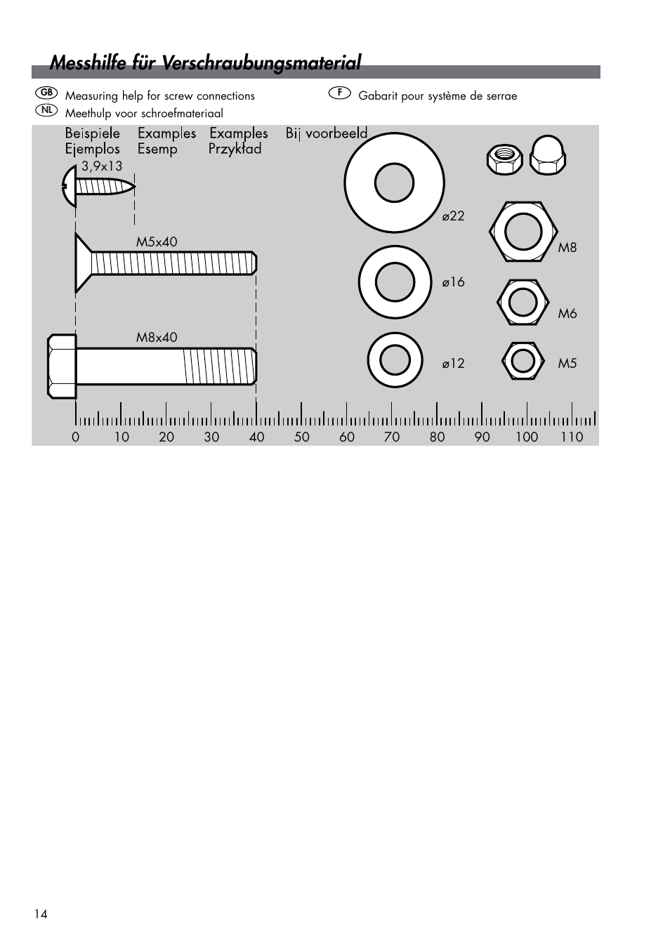 Messhilfe für verschraubungsmaterial | Kettler DVP721VR/00 User Manual | Page 14 / 28