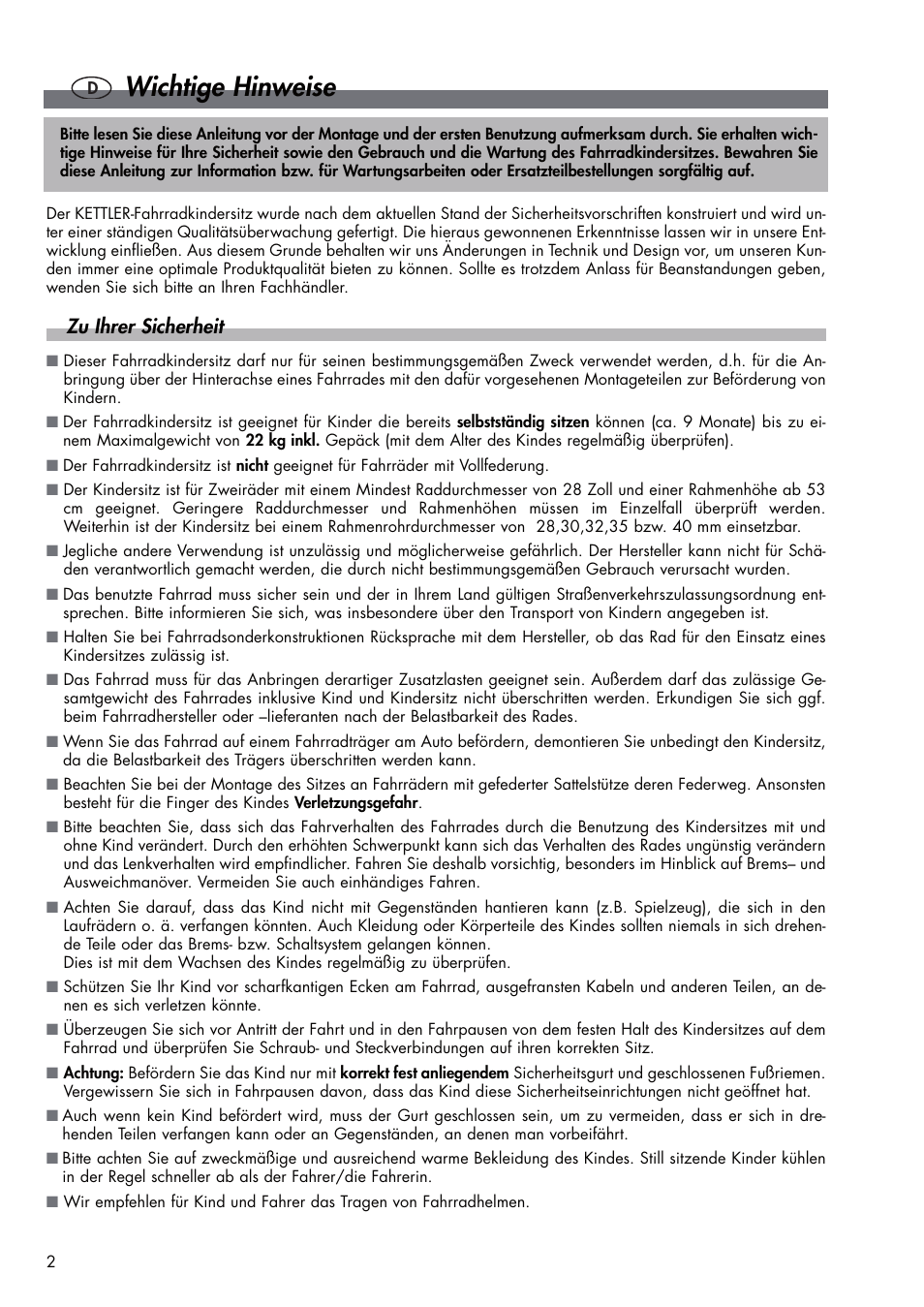 Wichtige hinweise, Zu ihrer sicherheit | Kettler DVP721VR/00 User Manual | Page 2 / 28