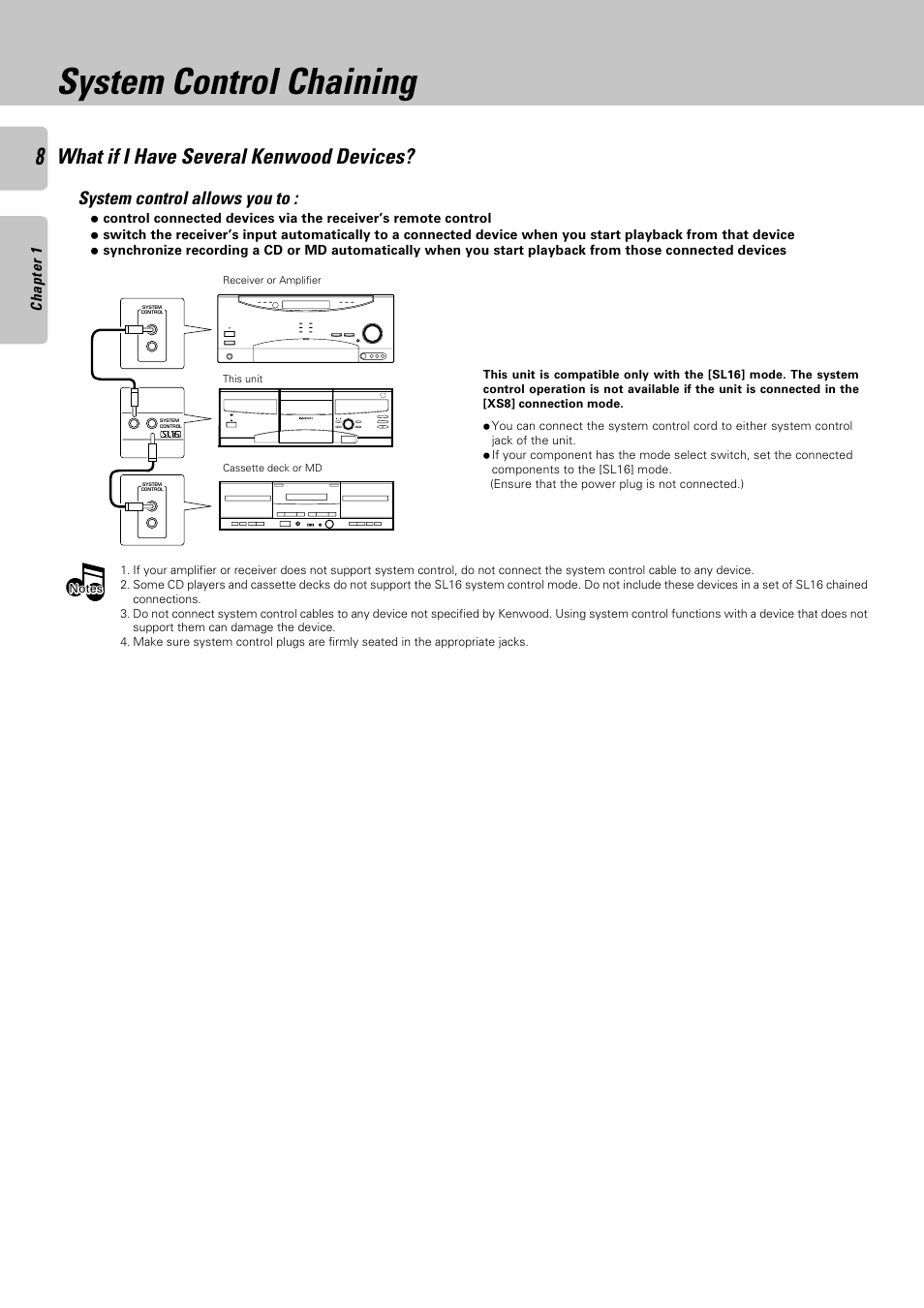 System control chaining, What if i have several kenwood devices, System control allows you to | Kenwood DPF-J6030 User Manual | Page 8 / 44