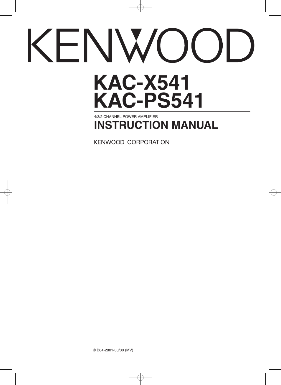 Kenwood KAC-X541 User Manual | 10 pages