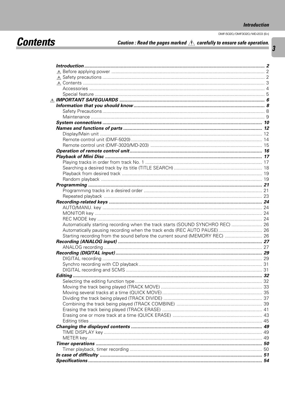 Kenwood DMF-5020 User Manual | Page 3 / 56