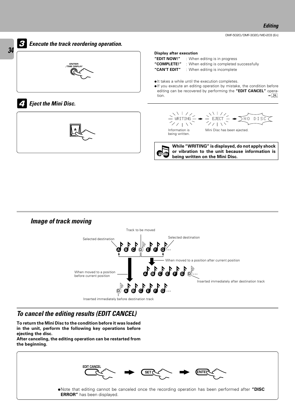 Image of track moving, Editing | Kenwood DMF-5020 User Manual | Page 34 / 56