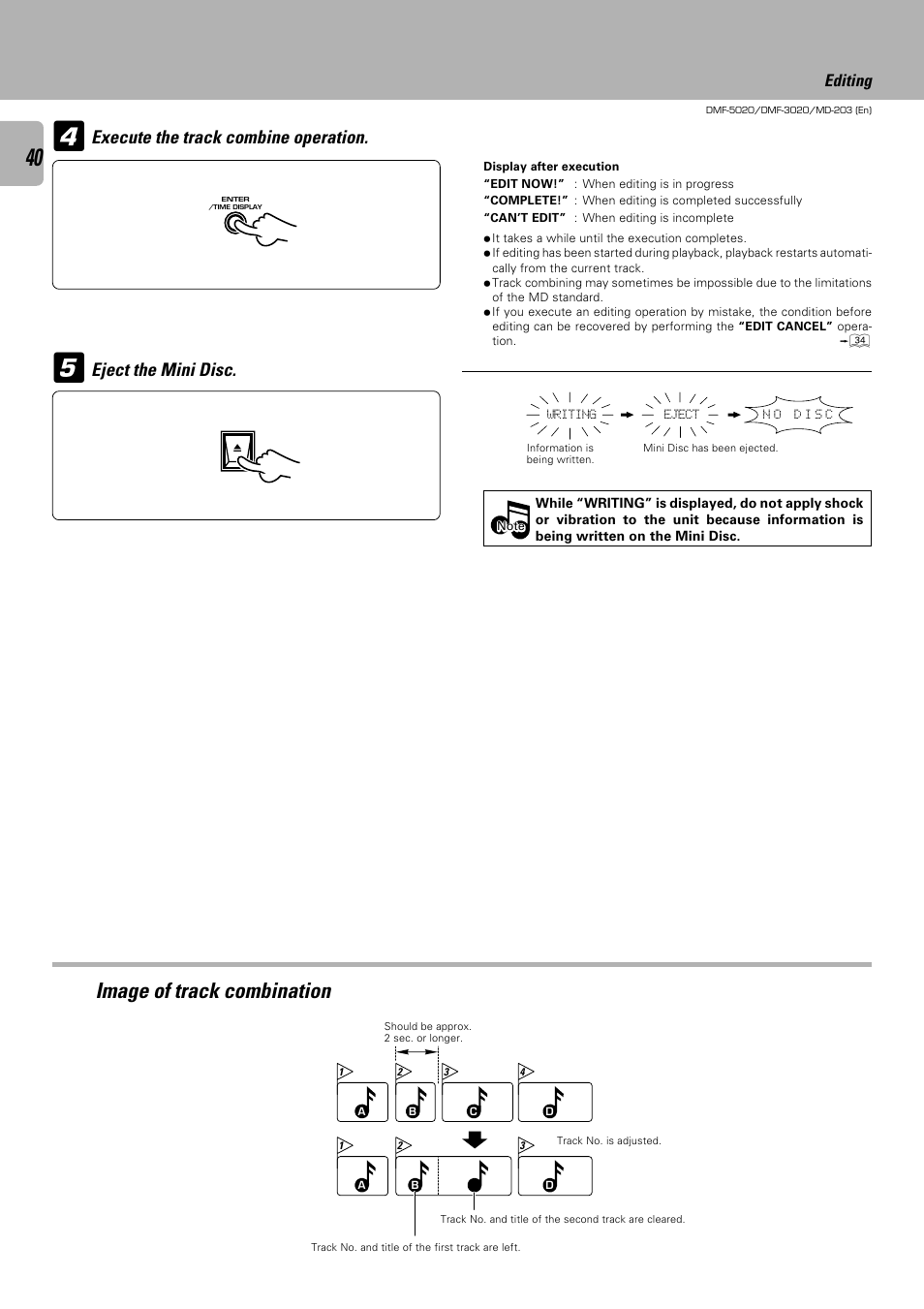 Image of track combination, Editing | Kenwood DMF-5020 User Manual | Page 40 / 56