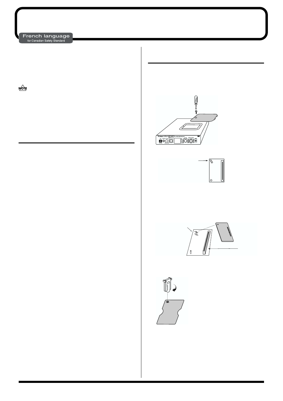 Installation d’une carte d’expansion wave, Installation de la carte d’extension wave, French language for canadian safety standard) | Kenwood XV-2020 User Manual | Page 108 / 169