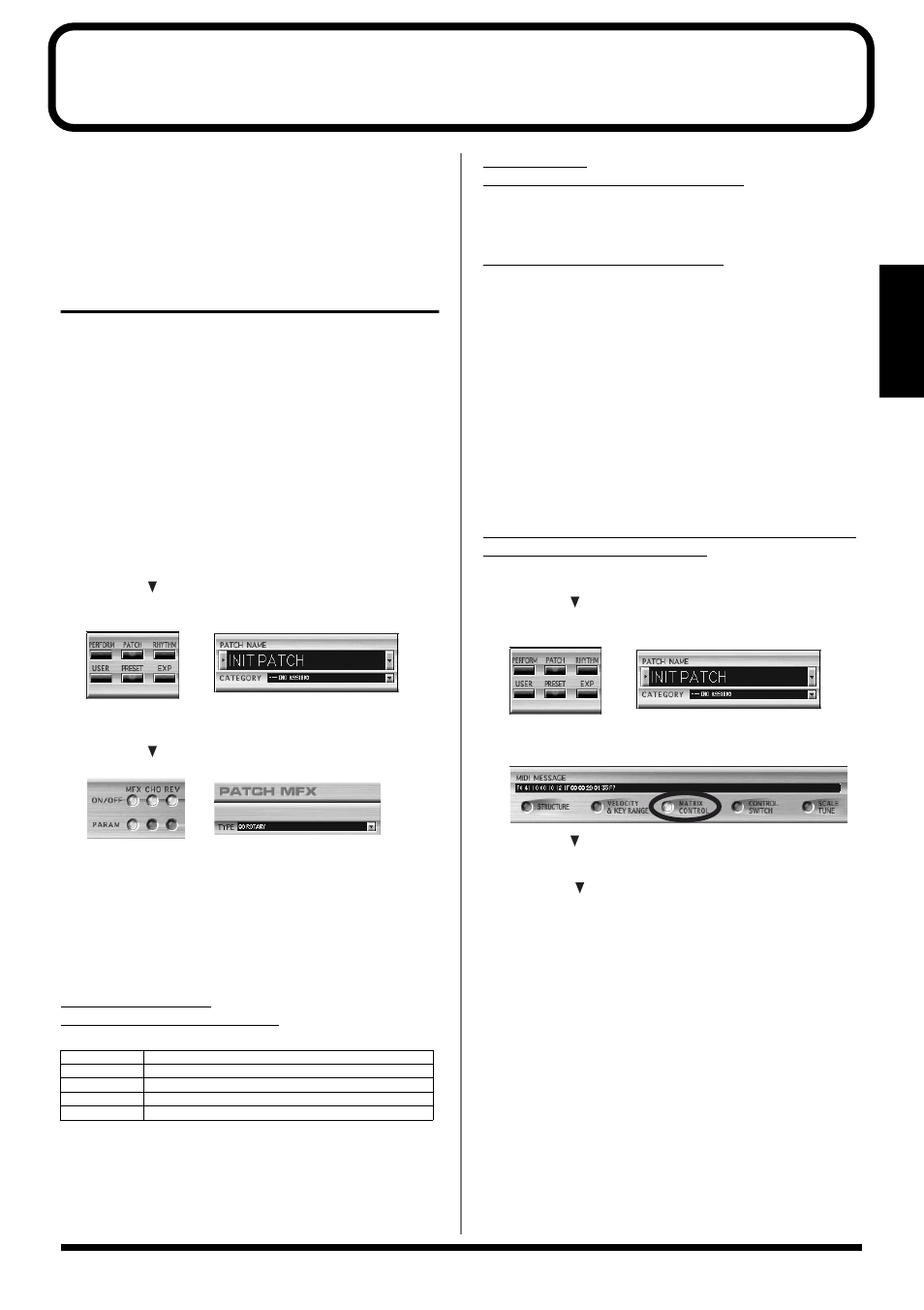 Examples of applications using the xv-2020, Patch mfx, Changing tone settings | Sens (mfx control sens1–4) | Kenwood XV-2020 User Manual | Page 99 / 169