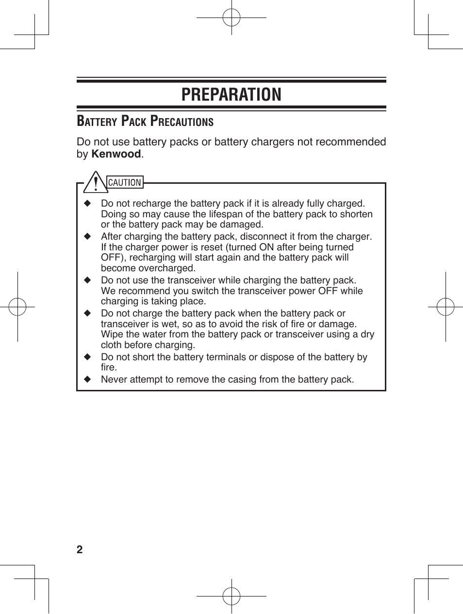 Preparation | Kenwood ProTalkXLS TK-3230 User Manual | Page 11 / 66