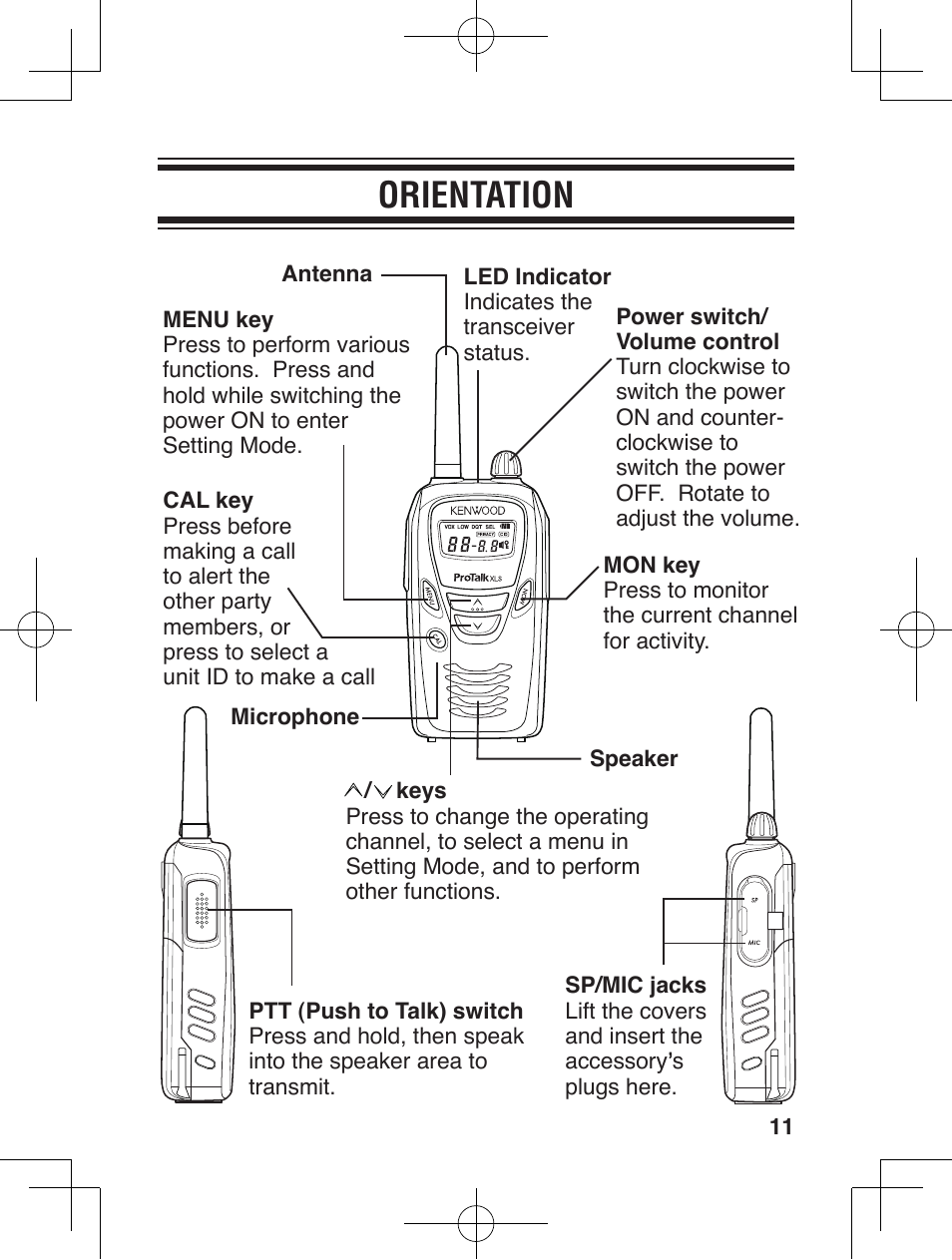 Orientation | Kenwood ProTalkXLS TK-3230 User Manual | Page 20 / 66