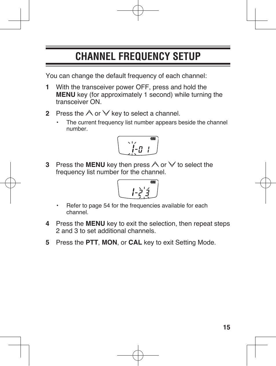 Channel frequency setup | Kenwood ProTalkXLS TK-3230 User Manual | Page 24 / 66