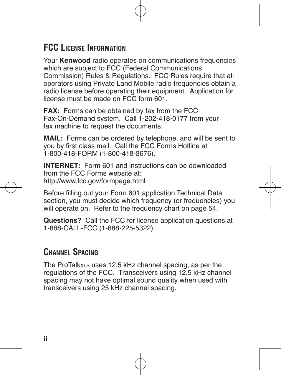 Fcc l | Kenwood ProTalkXLS TK-3230 User Manual | Page 3 / 66