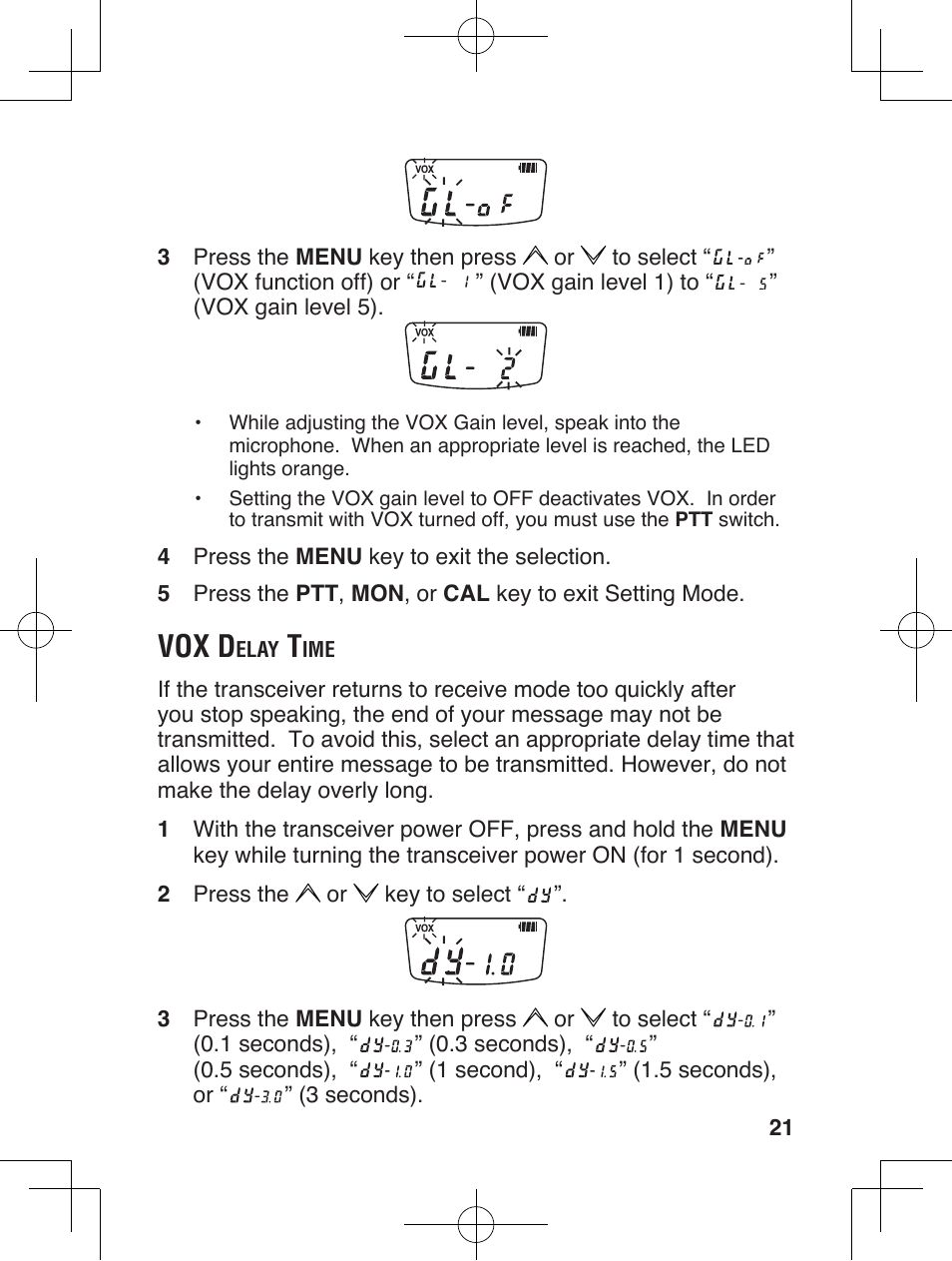 Vox d | Kenwood ProTalkXLS TK-3230 User Manual | Page 30 / 66