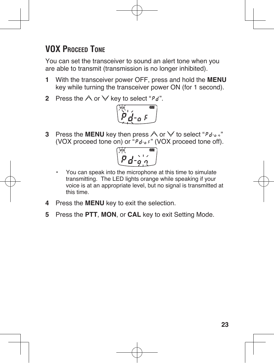 Vox p | Kenwood ProTalkXLS TK-3230 User Manual | Page 32 / 66