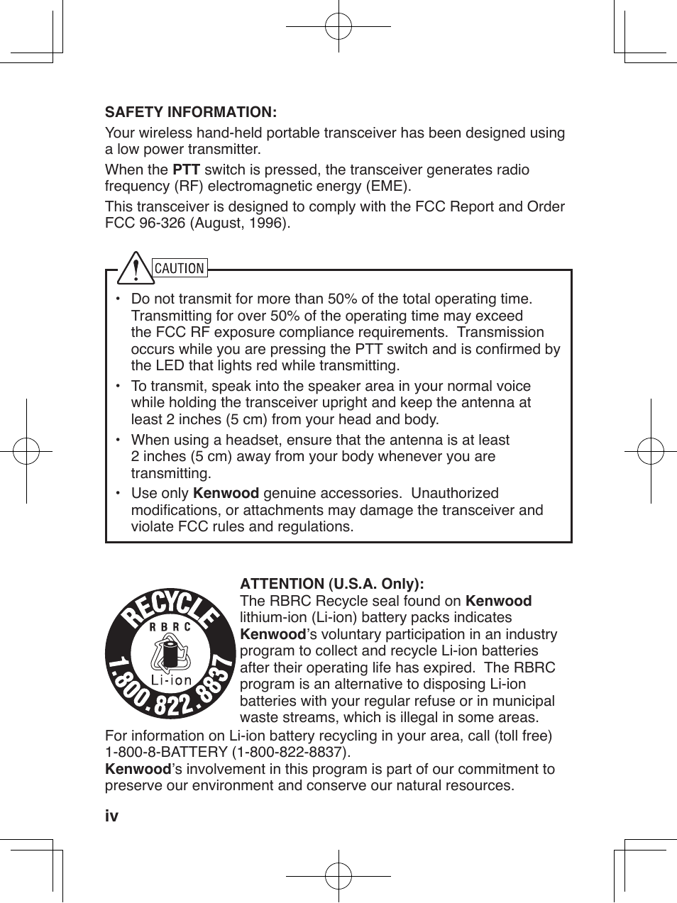 Kenwood ProTalkXLS TK-3230 User Manual | Page 5 / 66