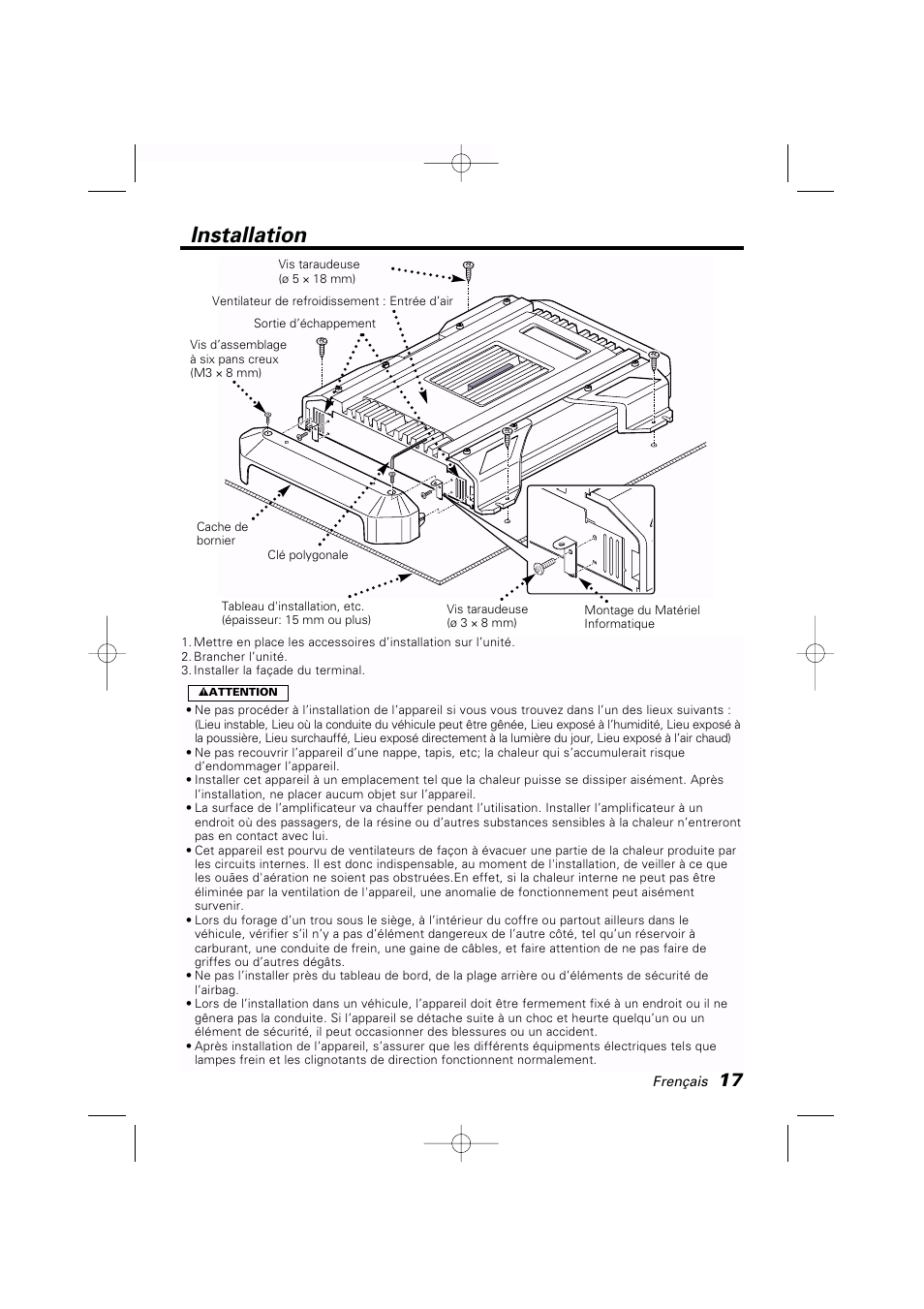 Installation | Kenwood KAC-PS650D User Manual | Page 17 / 44