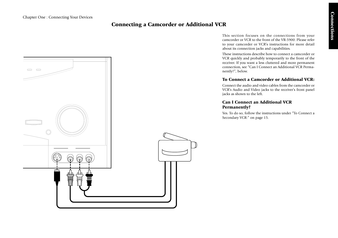 Connecting a camcorder or additional vcr, Connections, Can i connect an additional vcr permanently | Kenwood Sovereign VR-5900 User Manual | Page 37 / 66