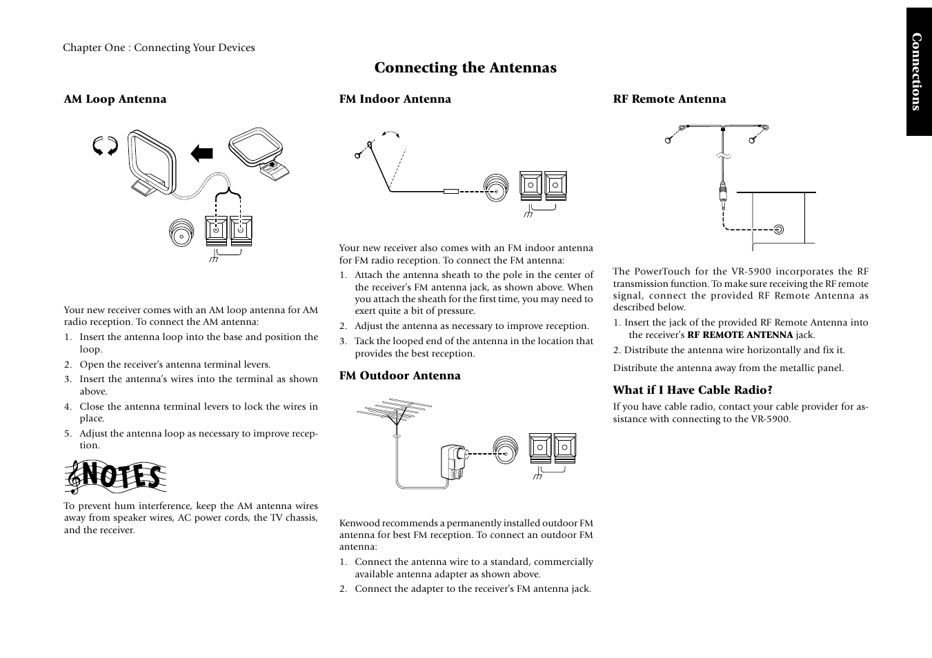 Connecting the antennas, Connections | Kenwood Sovereign VR-5900 User Manual | Page 39 / 66