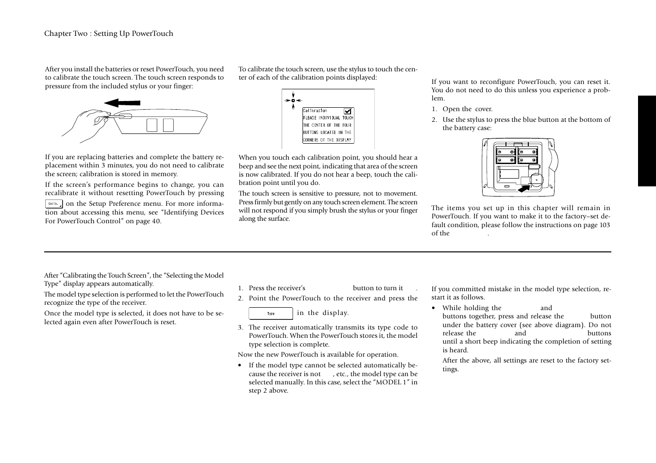 Calibrating the touch screen, Selecting the model type | Kenwood Sovereign VR-5900 User Manual | Page 41 / 66