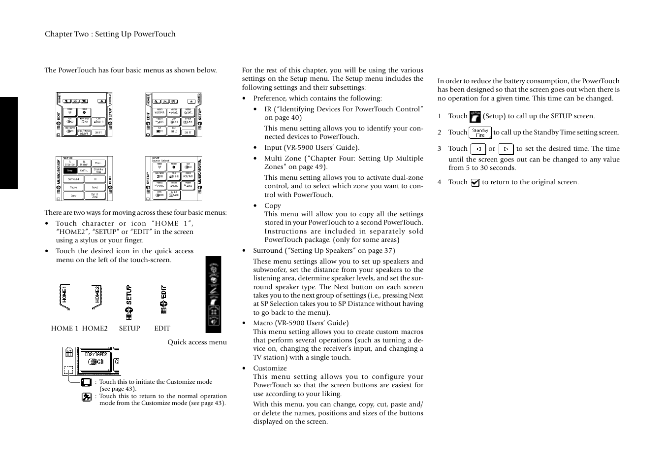 Navigating powertouch interface | Kenwood Sovereign VR-5900 User Manual | Page 42 / 66