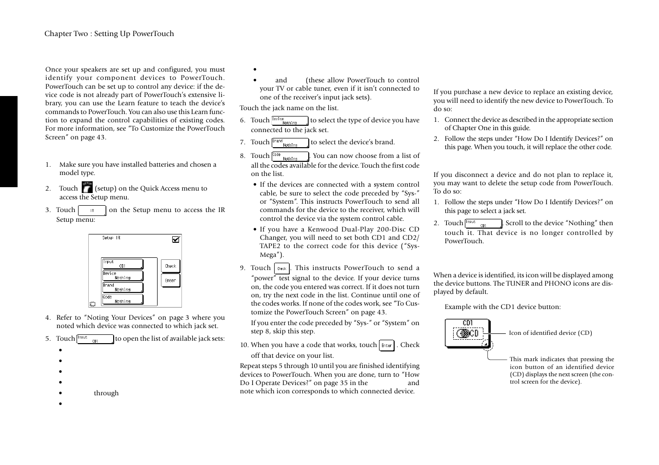 Identifying devices for powertouch control | Kenwood Sovereign VR-5900 User Manual | Page 46 / 66