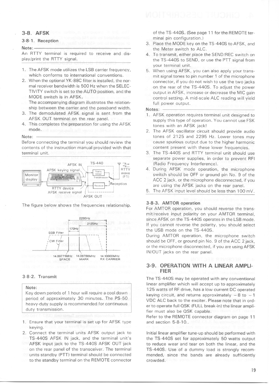 9. operation with a linear amplifier, 8. afsk, 9. operation with a linear ampli­ fier | Kenwood TS-440S User Manual | Page 21 / 57