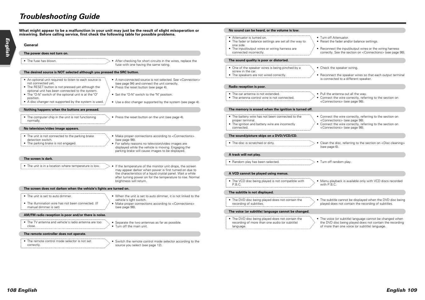 Troubleshooting guide | Kenwood KVT-915DVD User Manual | Page 55 / 57