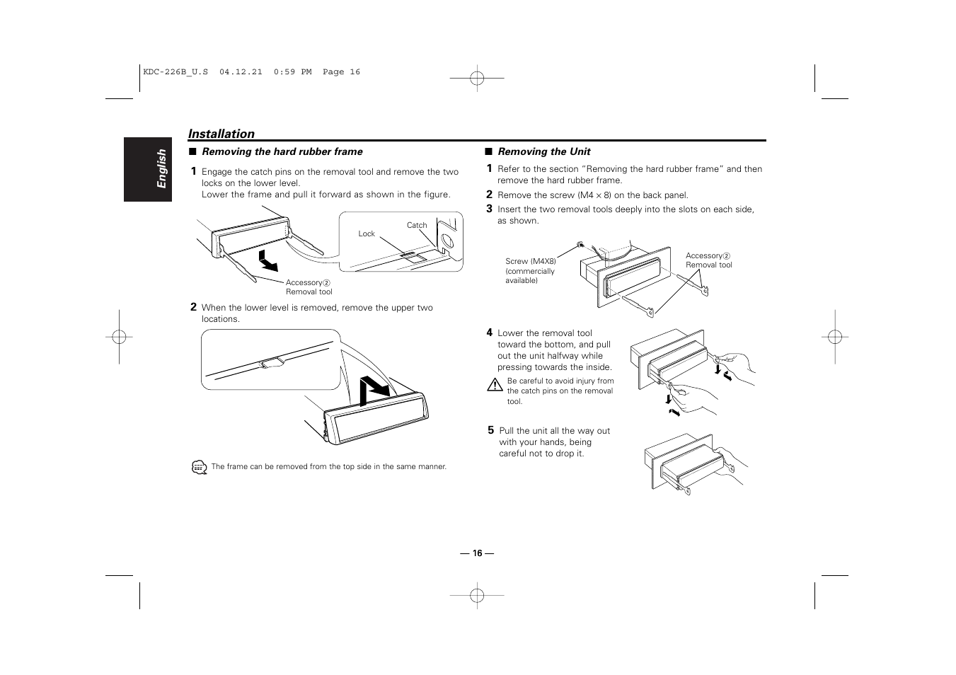 Kenwood CD-RECEIVER KDC-126 User Manual | Page 16 / 20