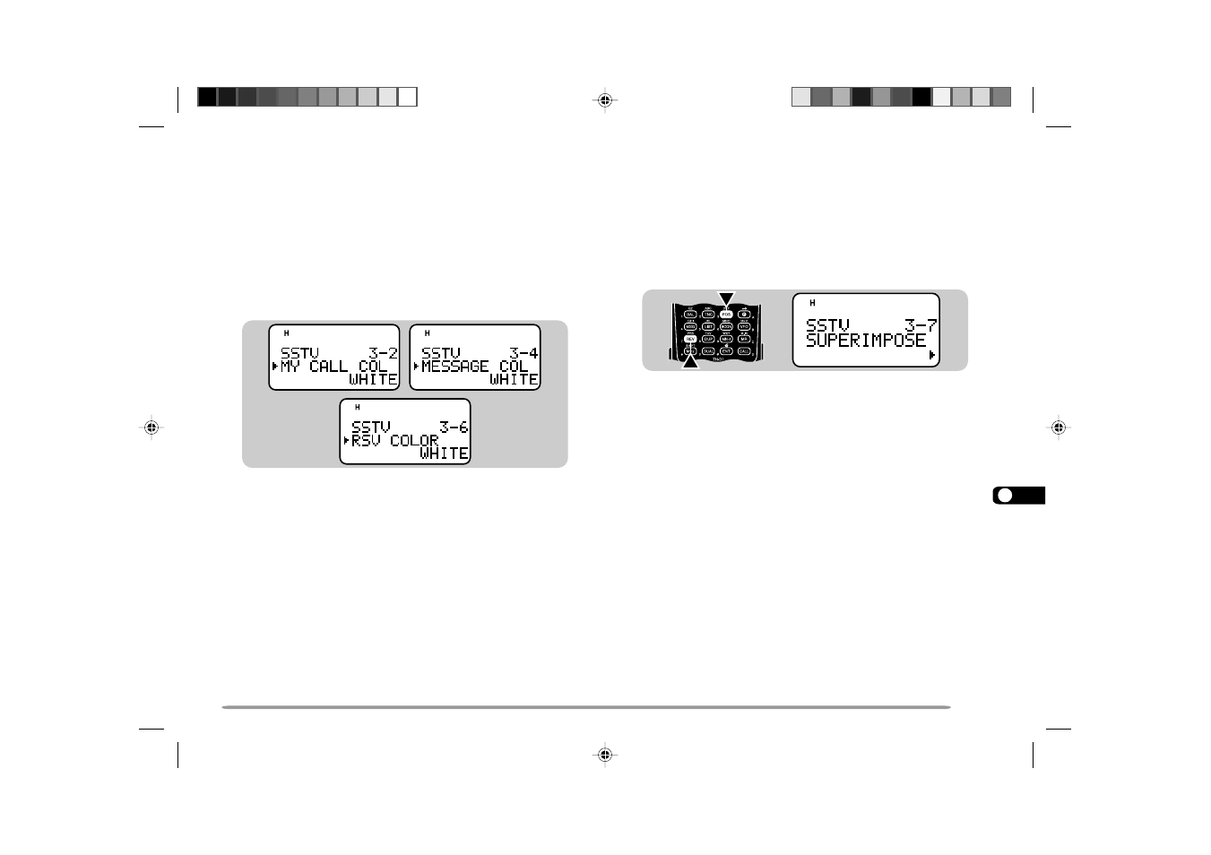 Selecting color for call sign/ message/ rsv, Executing superimposition | Kenwood TH-D7E User Manual | Page 65 / 112