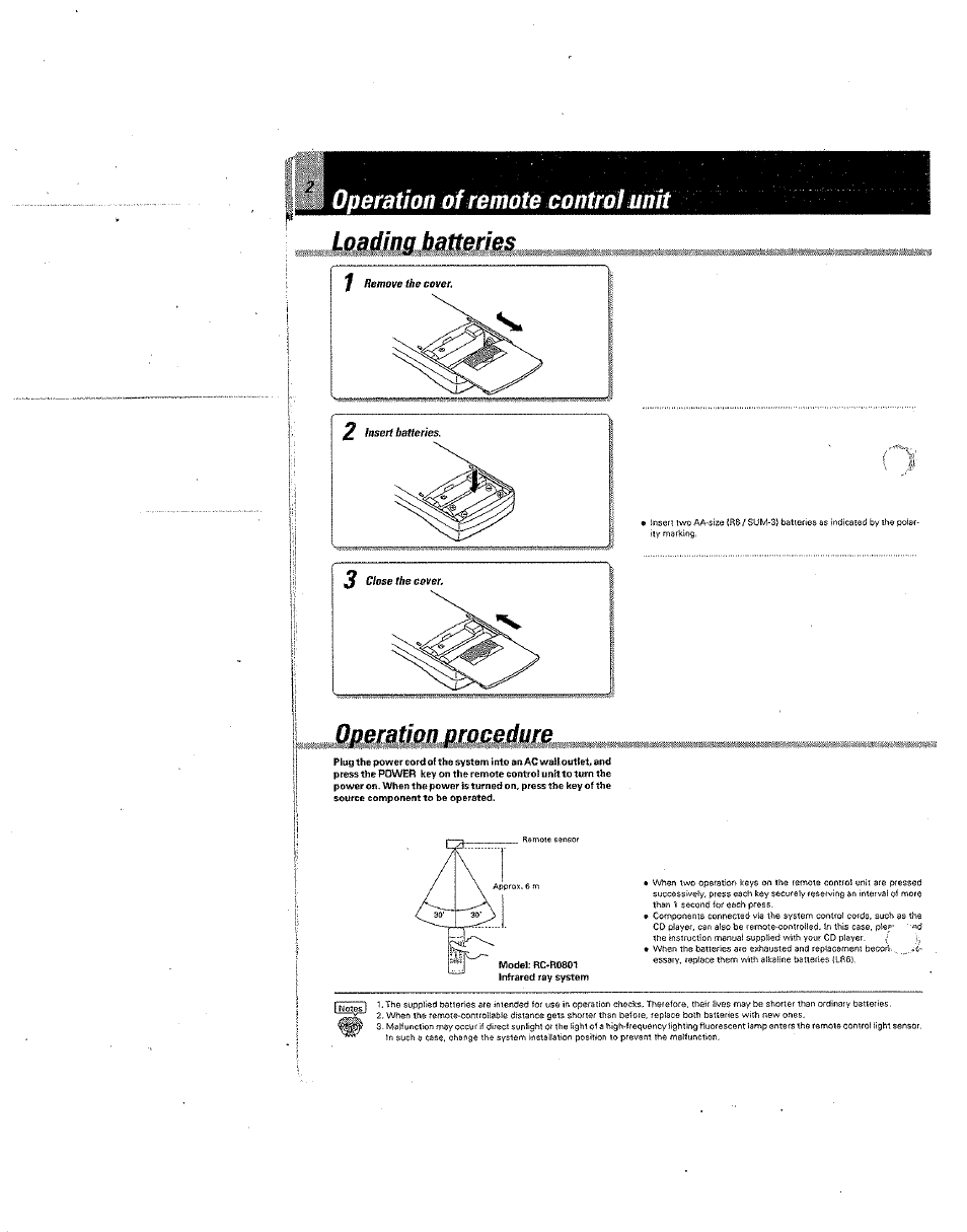 Operation of remote control nnit | Kenwood RC-R0801 User Manual | Page 2 / 16