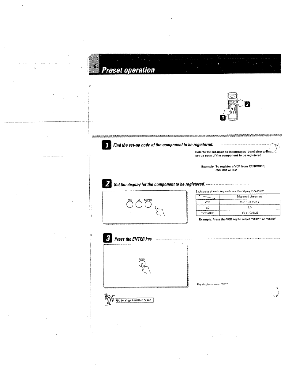 Preset operation, Spreset operation | Kenwood RC-R0801 User Manual | Page 6 / 16