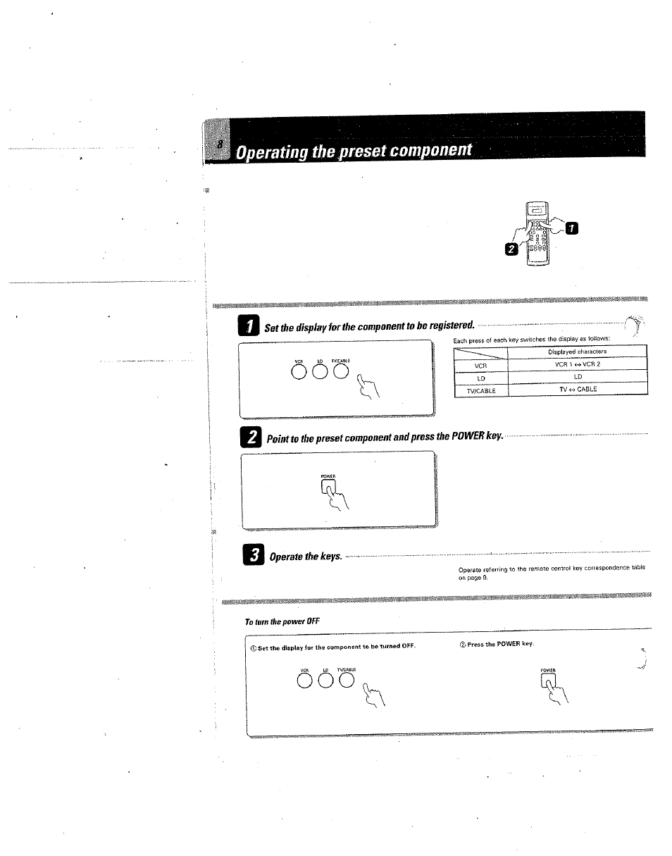 Operating the preset component, Overaiing the preset cornponet | Kenwood RC-R0801 User Manual | Page 8 / 16