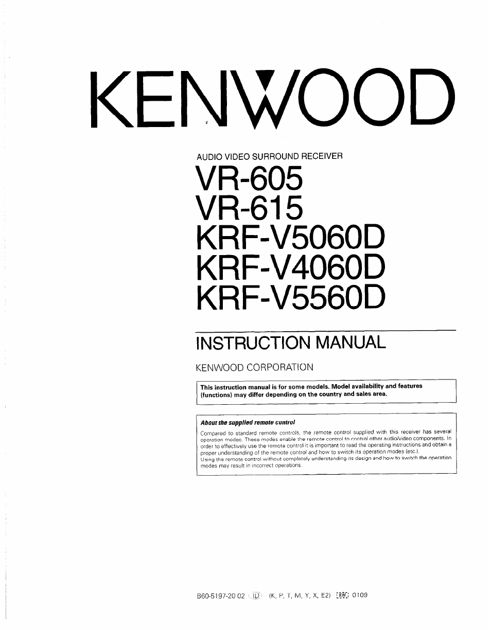 Kenwood KRF-V5560D User Manual | 40 pages