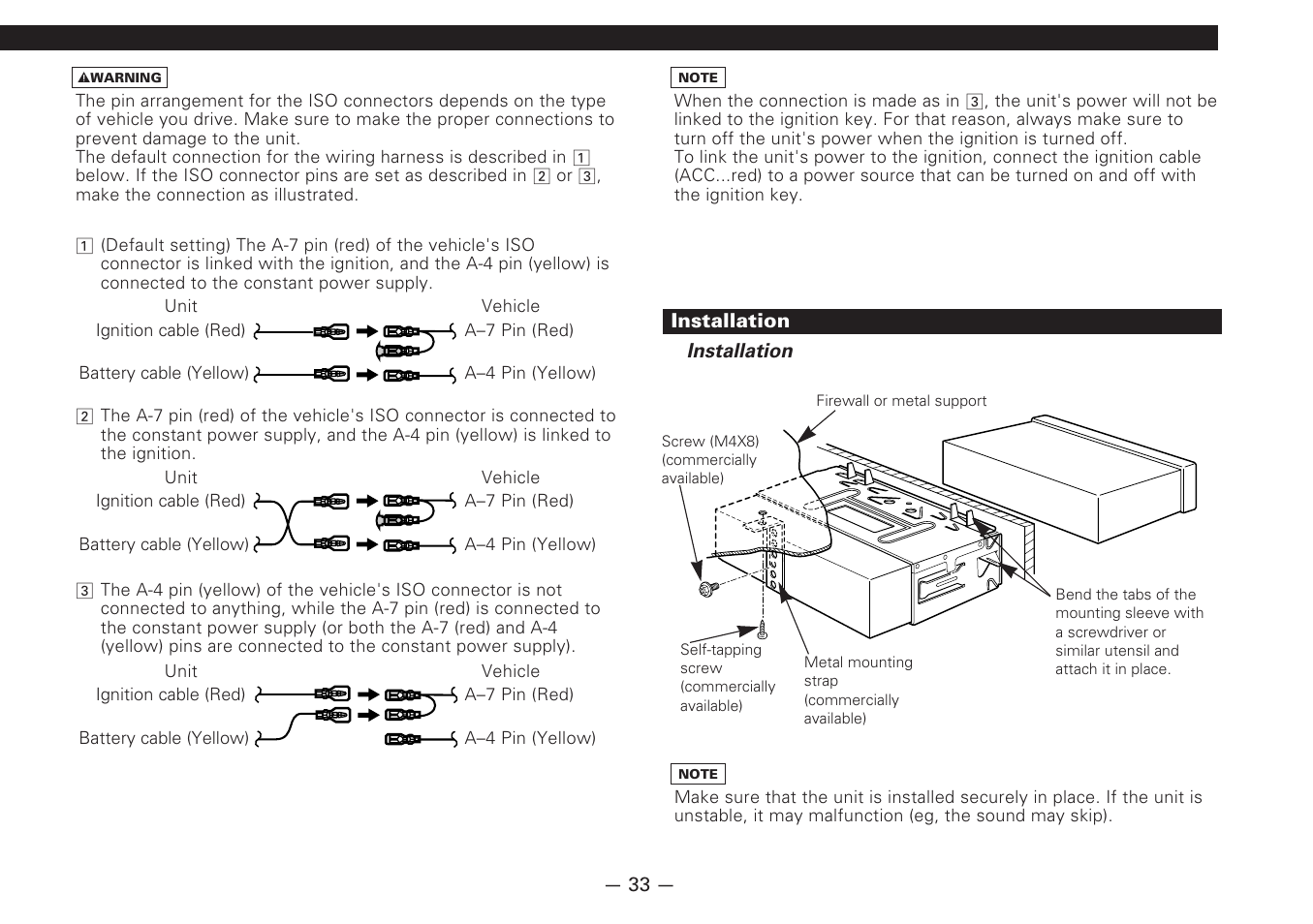 Installation | Kenwood CD-RECEIVER KDC-6070R User Manual | Page 33 / 40