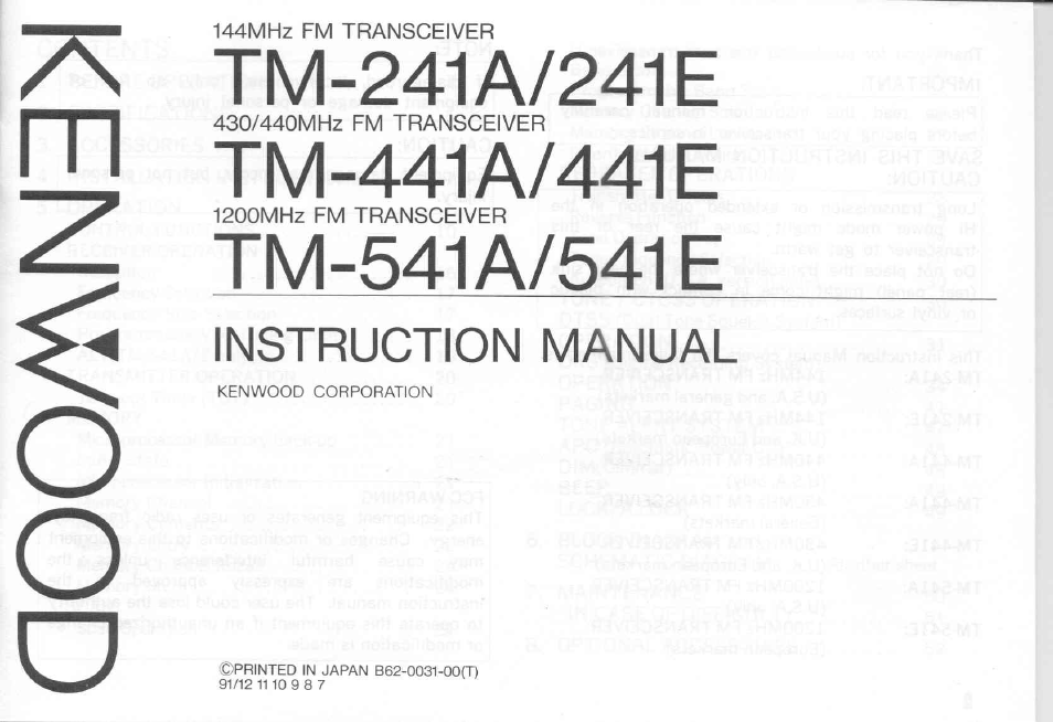 Kenwood TM-441A User Manual | 59 pages