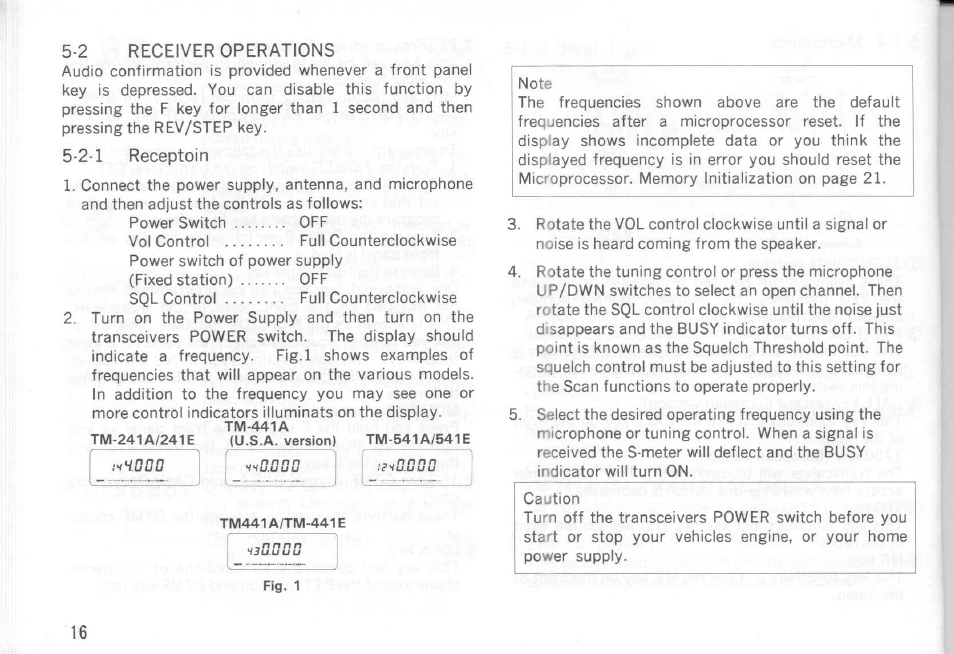 2 receiver operations, 2-1 receptoin | Kenwood TM-441A User Manual | Page 16 / 59