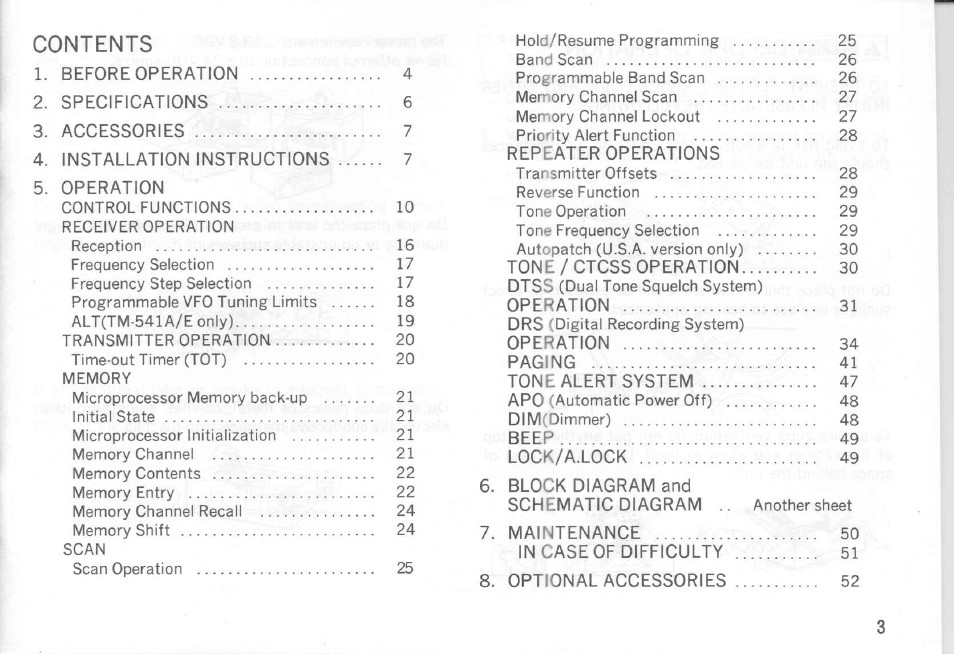 Kenwood TM-441A User Manual | Page 3 / 59