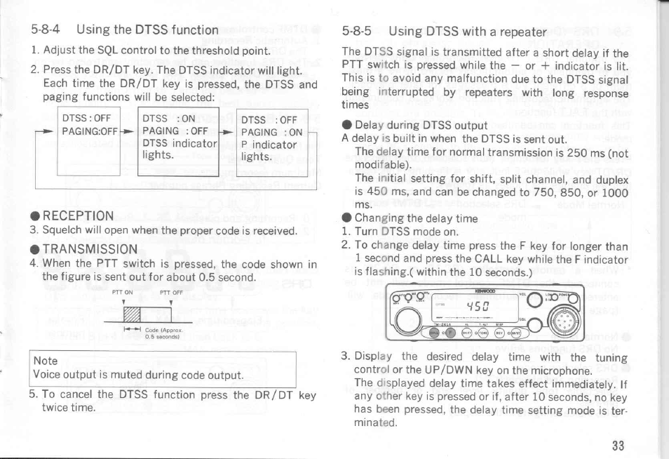 Reception, Transmission | Kenwood TM-441A User Manual | Page 33 / 59