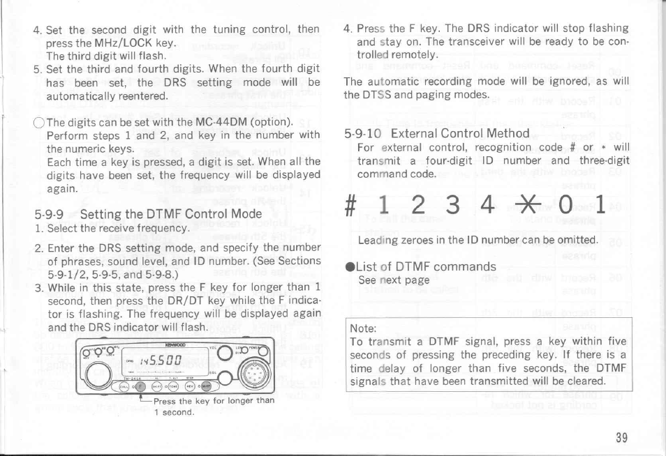 9-9 setting the dtmf control mode, 9-10 external control method | Kenwood TM-441A User Manual | Page 39 / 59