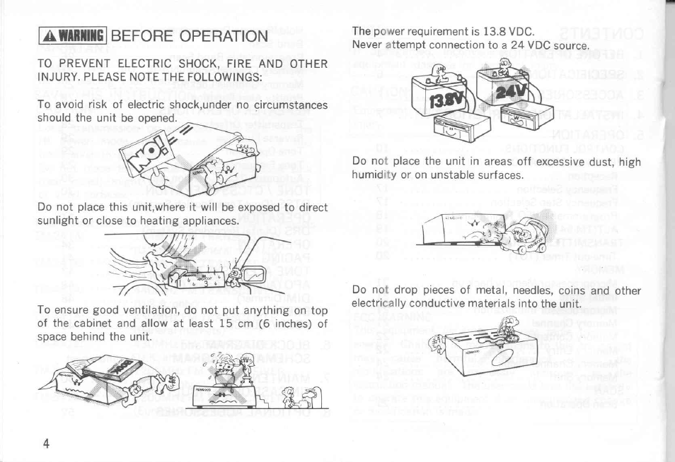 Awarning before operation, Before operation, Awarning | Kenwood TM-441A User Manual | Page 4 / 59