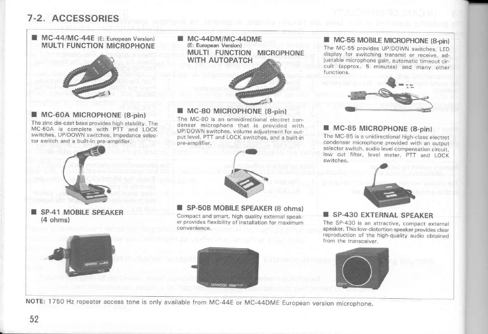 2. accessories | Kenwood TM-441A User Manual | Page 52 / 59