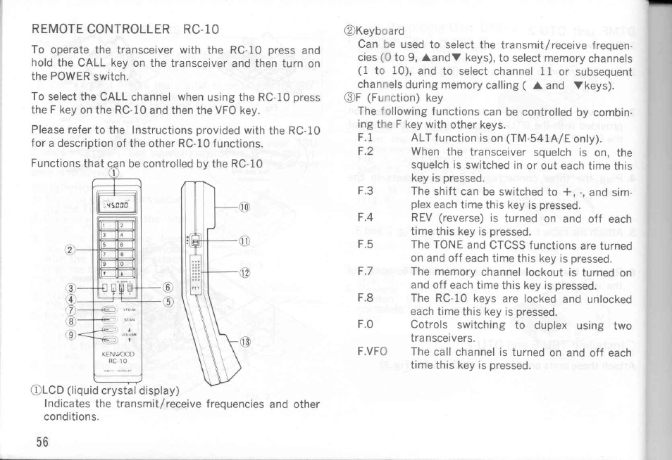 Remote controller rc-10 | Kenwood TM-441A User Manual | Page 56 / 59