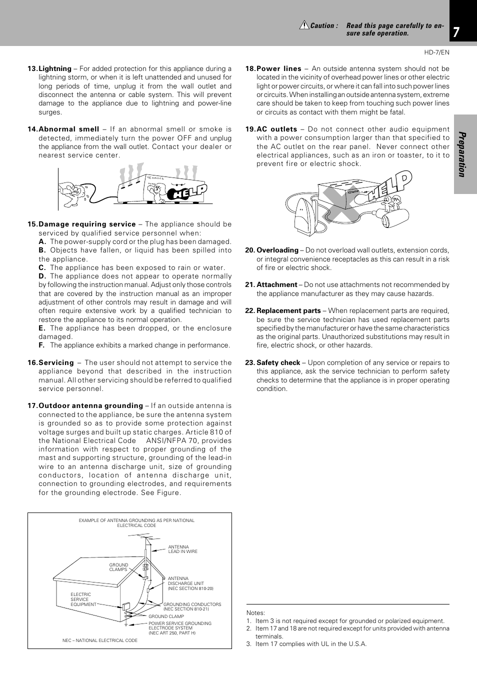 Preparation | Kenwood HD-7 User Manual | Page 7 / 44