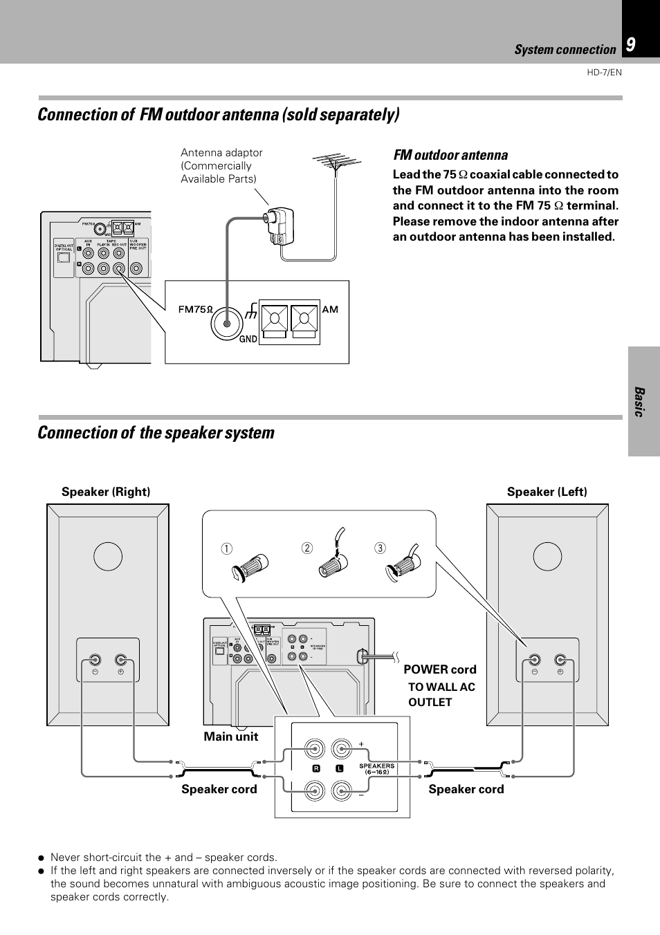 Fm outdoor antenna | Kenwood HD-7 User Manual | Page 9 / 44