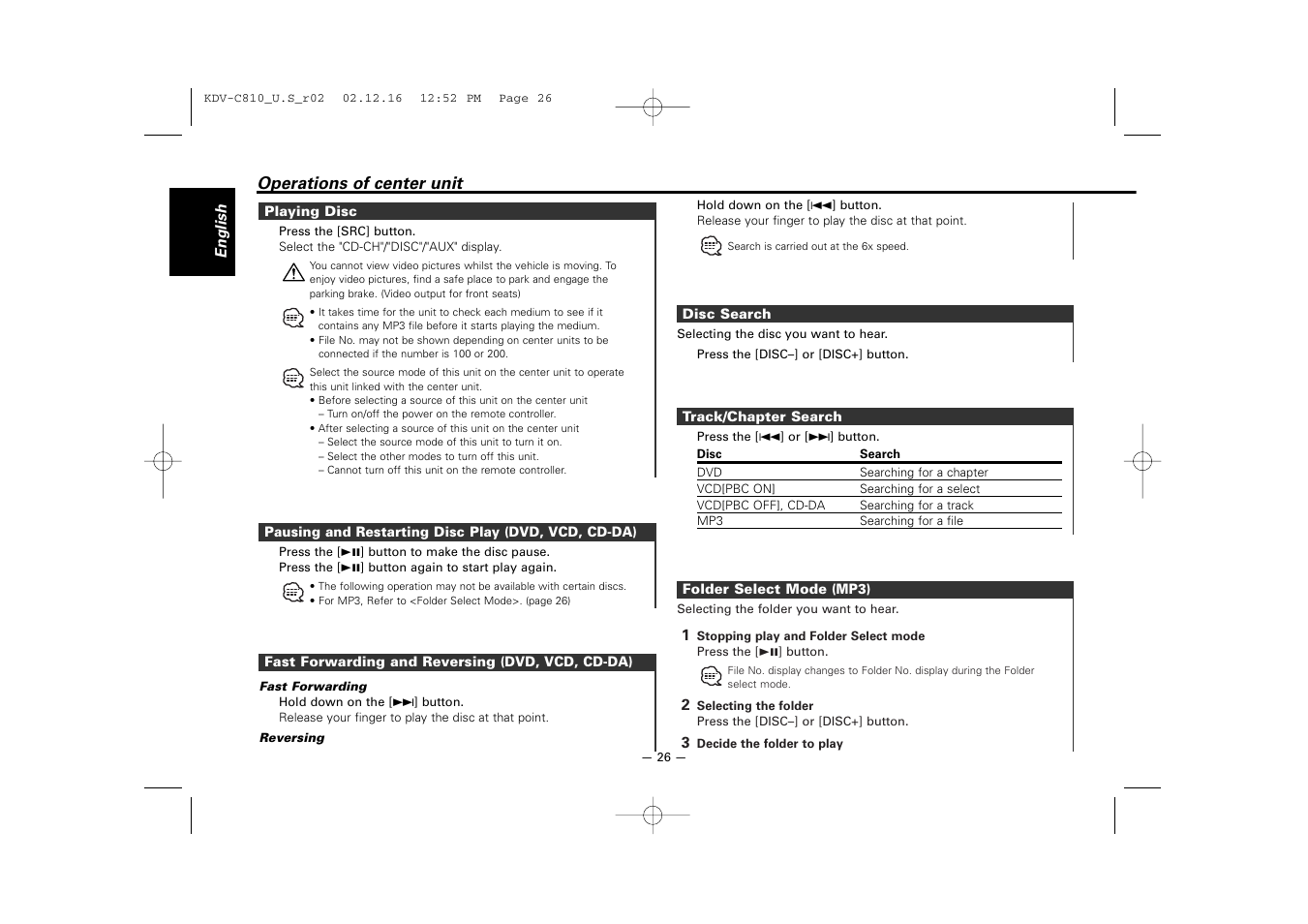 Kenwood KDV-C820  EN User Manual | Page 26 / 40