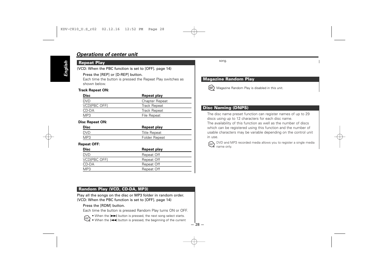 Kenwood KDV-C820  EN User Manual | Page 28 / 40