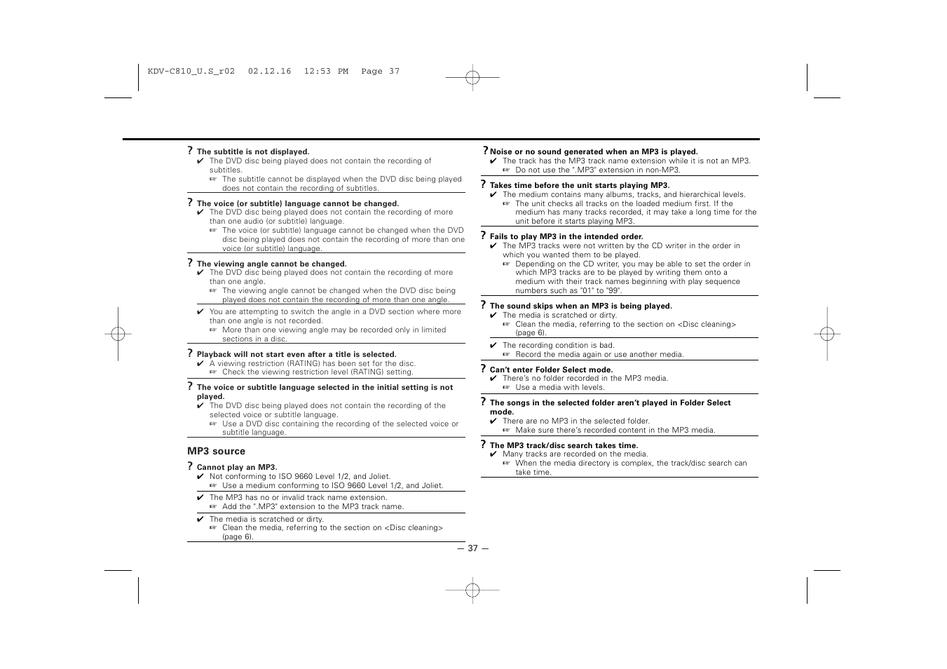 Kenwood KDV-C820  EN User Manual | Page 37 / 40