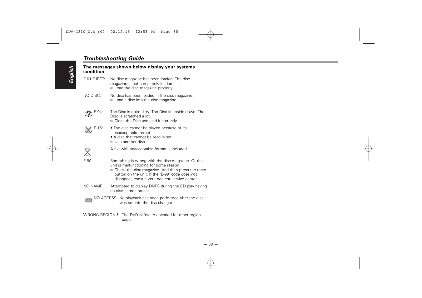 Kenwood KDV-C820  EN User Manual | Page 38 / 40