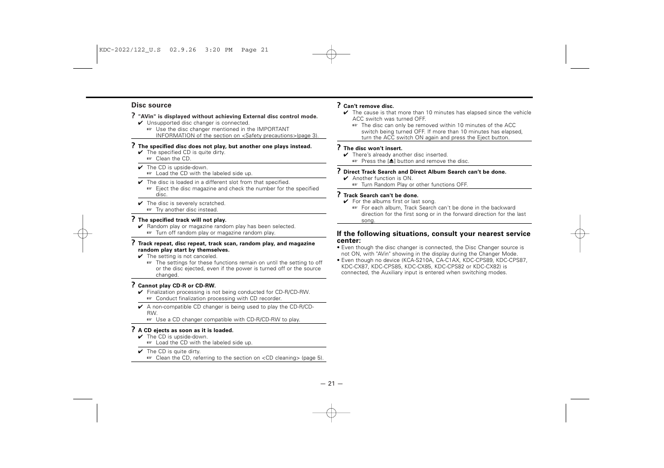 Kenwood KDC-122S User Manual | Page 21 / 92